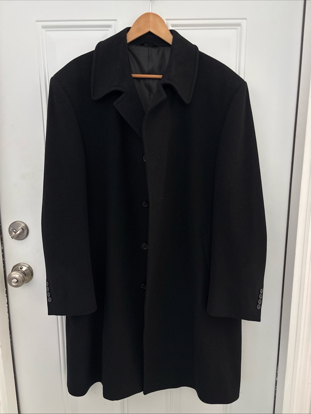 Lauren Ralph Lauren Black Wool Cashmere Single-Breasted OverCoat 44R